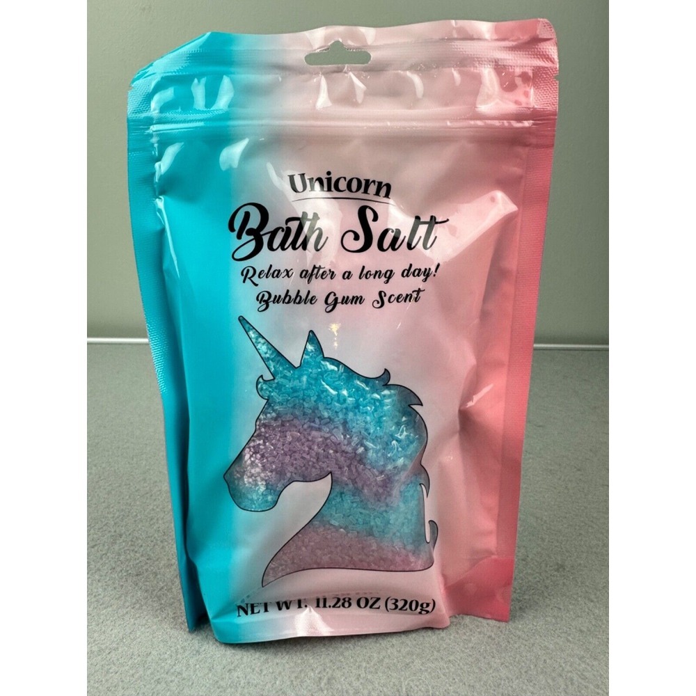 New! Sealed Unicorn Bath‎ Salts Bubble Gum Scented Pink Blue Spa --11.28oz READ